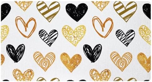 Sturdy Anti-Fatigue Kitchen Floor Mat Golden-Black Heart Design