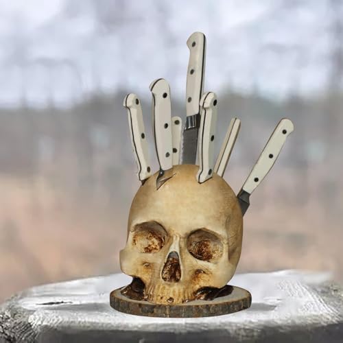 Skull Knife Holder Halloween Decor Storage