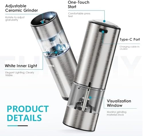 High-Quality Electric Salt Pepper Grinder Set USB Rechargeable