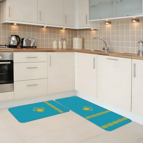 Premium Kazakhstan Flag Kitchen Mats Set