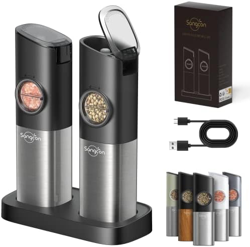 Gravity Electric Salt and Pepper grinder Set with USB Rechargeable Function