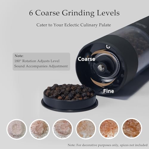 TLYSXPRO USB Rechargeable Salt Pepper Grinder Set Electric Salt Shakers 2 Packs