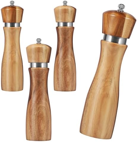 RVEFOT 4-Piece Acacia Wood Salt Pepper Grinders