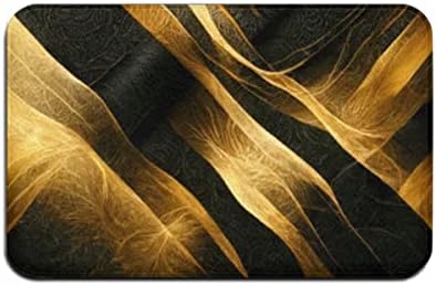 Flannel Rug 40x60cm Luxury Soft Kitchen Mat withGolden Wave Design