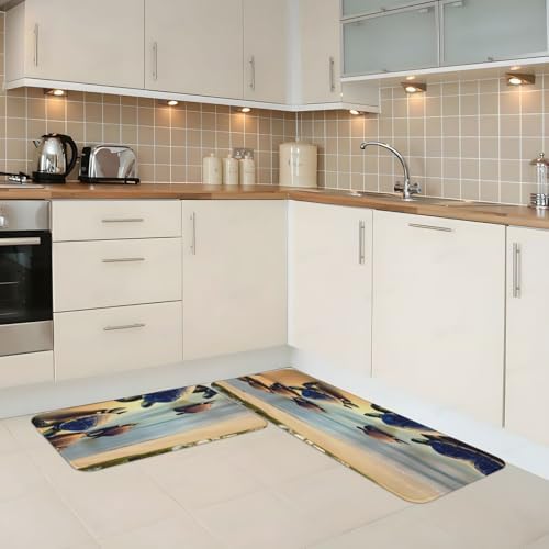 Turtles on the Beach Kitchen Mat - Durable Waterproof