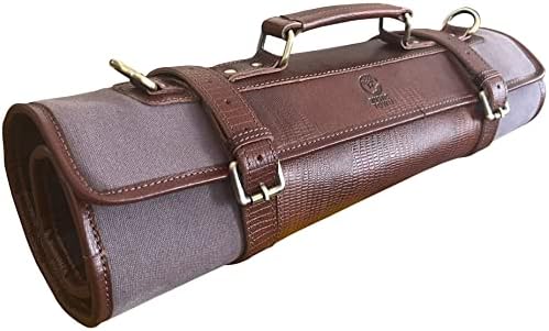 RUSTIC TOWN Genuine Leather Chef Knife Roll Set