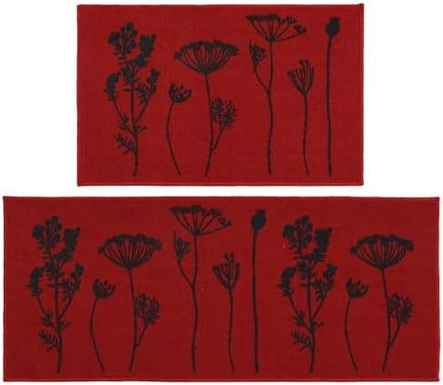 Luxury Wool Effect Kitchen Mat and Runner in RedBlack