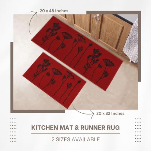 Elegant Kitchen Mat Runner Rug RedBlack