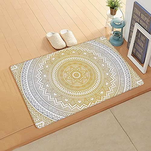 Jolunifun Retro Geometric Summer Orange Kitchen Mat Soft Durable Washable