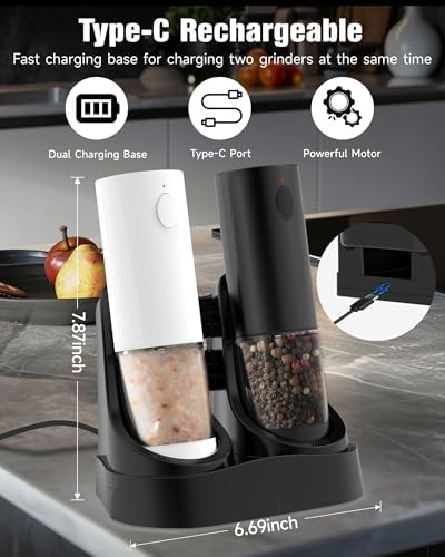 Rechargeable Salt Pepper Mill Set