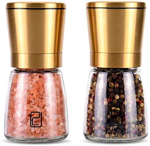 Golden Salt and Pepper Shucker Set with adjustable coarseness