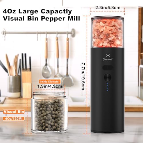 COKUNST Electric Pepper Grinder with Light and USB Rechargeable