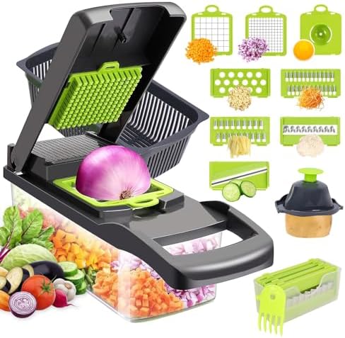 Zividodo 13-in-1 Vegetable Chopper with 8 Blades Stainless Steel