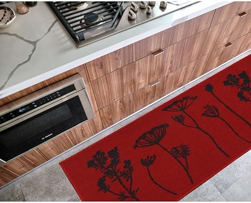 Elegant Kitchen Mat Runner Rug RedBlack