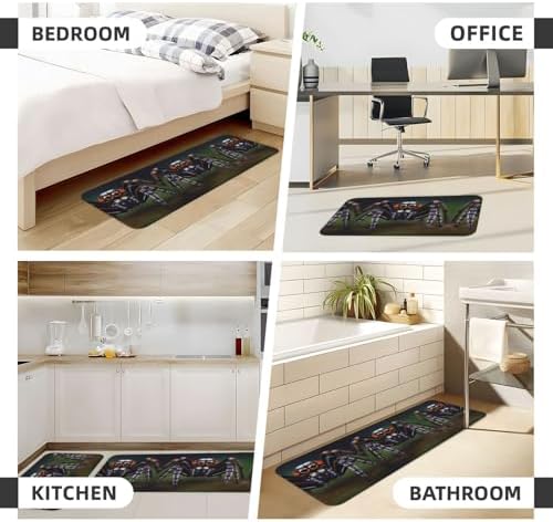 Tropical Rainforest Spiders Kitchen Mats 2 Sets Non-Slip Waterproof