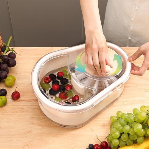 Fruit Washer Spinner Bowl with Brush - Family-Approved Fruit and Vegetable Washer