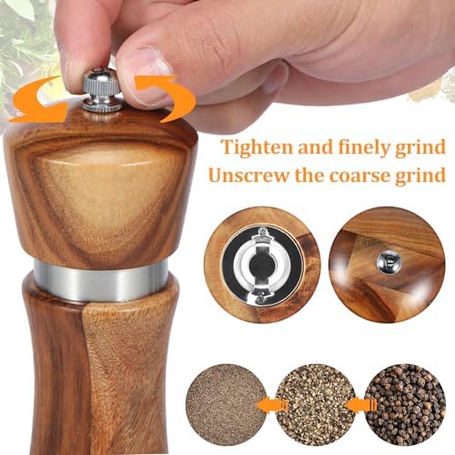 RVEFOT 4-Piece Acacia Wood Salt Pepper Grinders