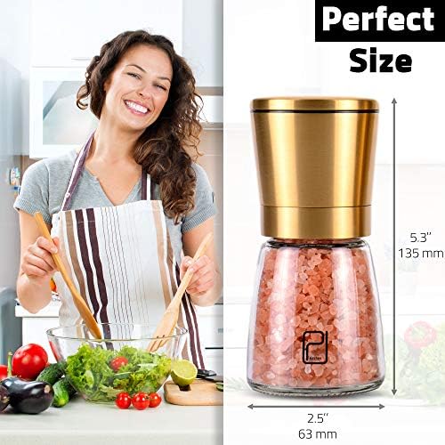 Golden Salt and Pepper Shucker Set with adjustable coarseness