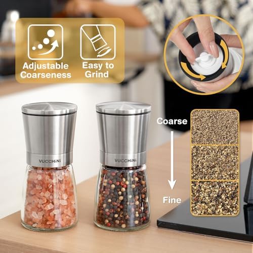 Adjustable Stainless Steel Salt Pepper Mill Set