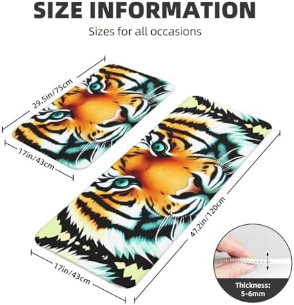 Little Fat Tiger Head Print Kitchen Mats 2 Sets