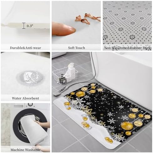 Christmas Kitchen Snowflake Mat Anti-Fatigue Kitchen Mat Set