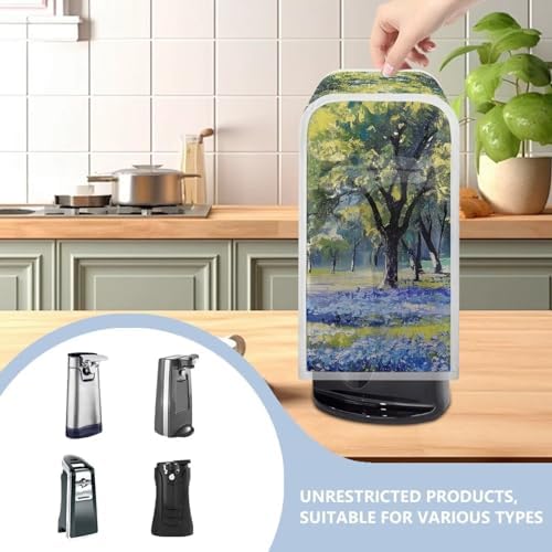 ZOUTAIRONG Blue Flower Park Can Opener Cover - Durable and Waterproof