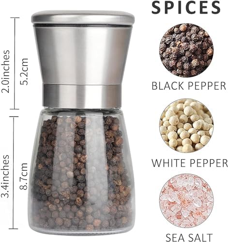 Adjustable Stainless Steel Salt Grinder Overflow-Free Design Easy to Use