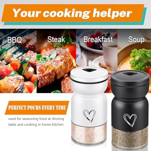 Adjustable Stainless Steel Salt and Pepper Shakers Set with Heart Pattern Design