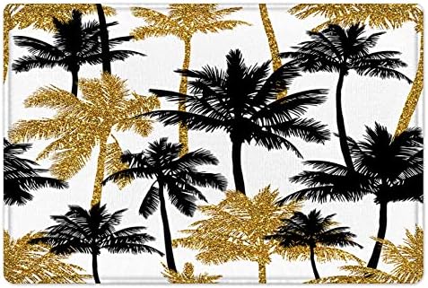 Palm Tree Bath Mat Black and Gold