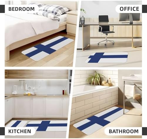 JxWCher Finnish Flag Kitchen Mats 2 Set