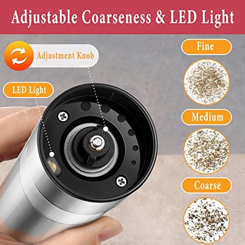 Premium Electric Salt Pepper Grinder Set - USB Rechargeable Durable