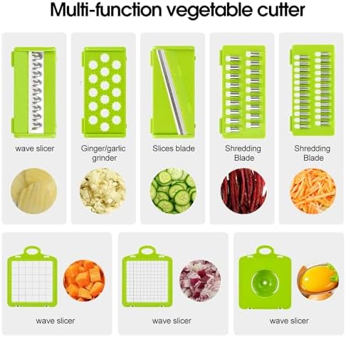 Zividodo 13-in-1 Vegetable Chopper with 8 Blades Stainless Steel