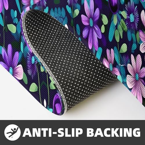 Purple Camellia Kitchen Floor Mat Set
