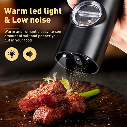 Gulex Electric Salt and Pepper Grinder Set Automatic Ceramic Mill Set