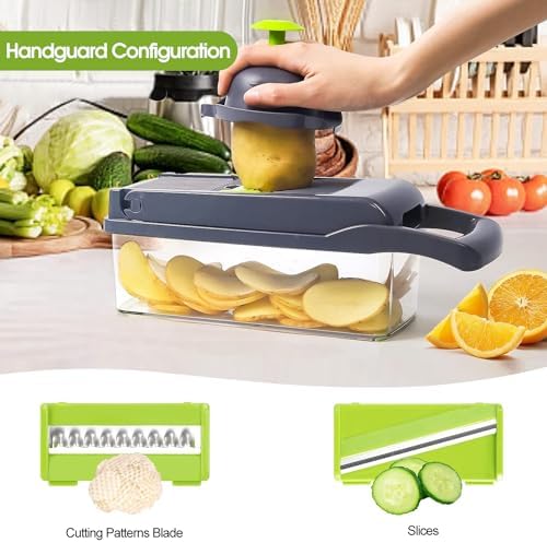 Zividodo 13-in-1 Vegetable Chopper with 8 Blades Stainless Steel