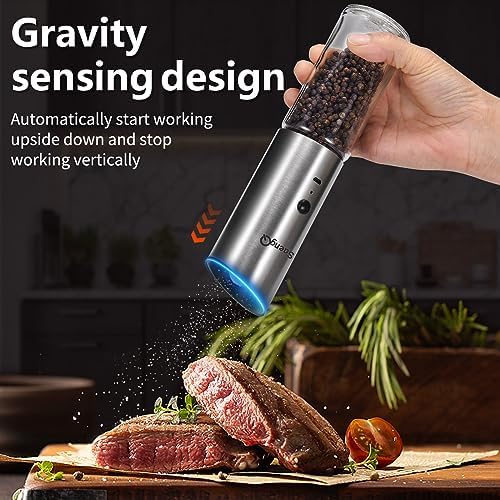 Electric Salt and Pepper Grinder Set with Adjustable Grinders