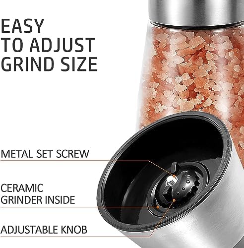 Adjustable Stainless Steel Salt Grinder Overflow-Free Design Easy to Use