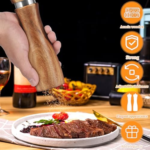 RVEFOT 4-Piece Acacia Wood Salt Pepper Grinders