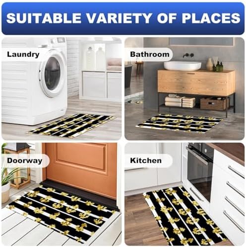 RODAILYCAY Kitchen Stripe Mat Anti-Slip Sink Runner with 40x75cm