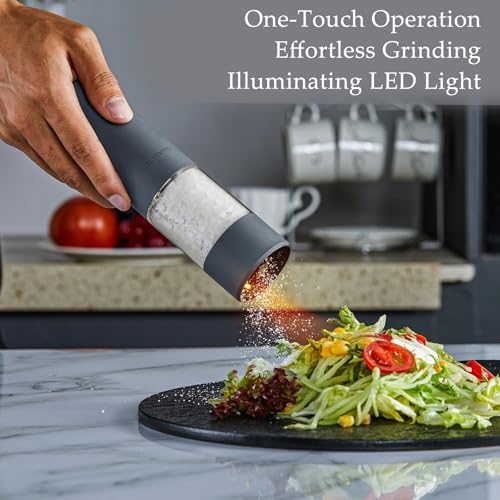 TLYSXPRO USB Rechargeable Salt Pepper Grinder Set Electric Salt Shakers 2 Packs