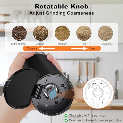 COKUNST Electric Pepper Grinder with Light and USB Rechargeable