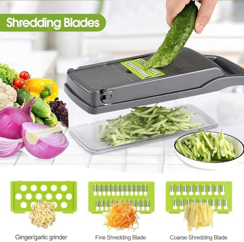 Zividodo 13-in-1 Vegetable Chopper with 8 Blades Stainless Steel