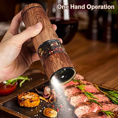 Spacefrog Rechargeable Salt Pepper Grinder Set One-Handed Adjustable LED-Lit Premium Design