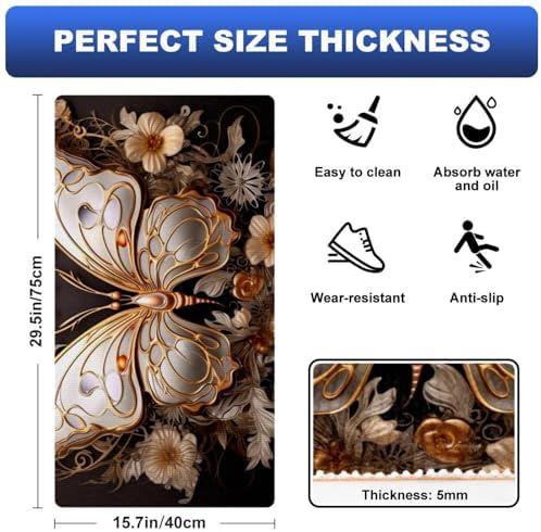 Asebiunh Butterfly Fission Diagram 157x295 Waterproof Comfort Kitchen Mat