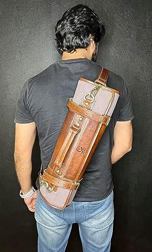 RUSTIC TOWN Genuine Leather Chef Knife Roll Set