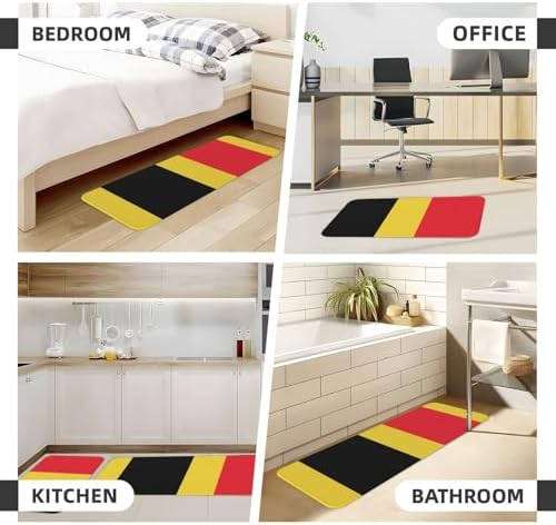 Comfortable Durable Kitchen Mat with Belgian Flag Print - Waterproof Non-Slip