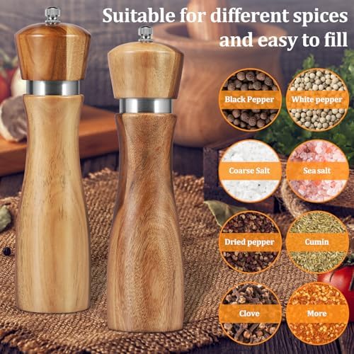 RVEFOT 4-Piece Acacia Wood Salt Pepper Grinders