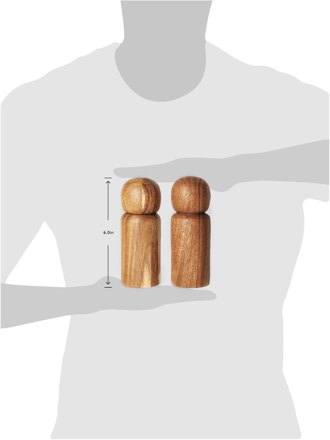Simple Modern Acacia Wood Manual Refillable Salt Pepper Set