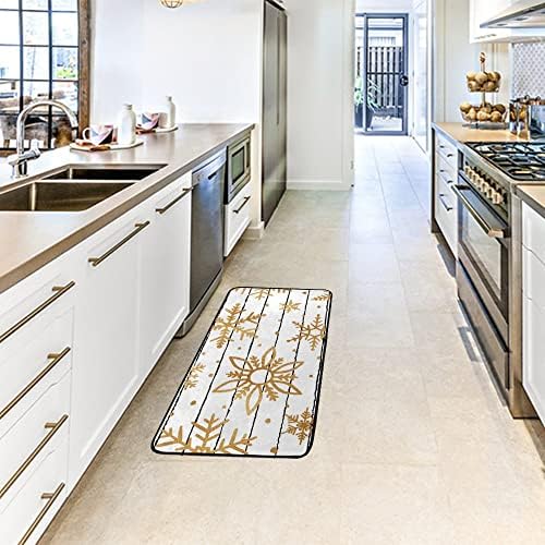 My Little Nest Gold Snowflakes Kitchen Mat