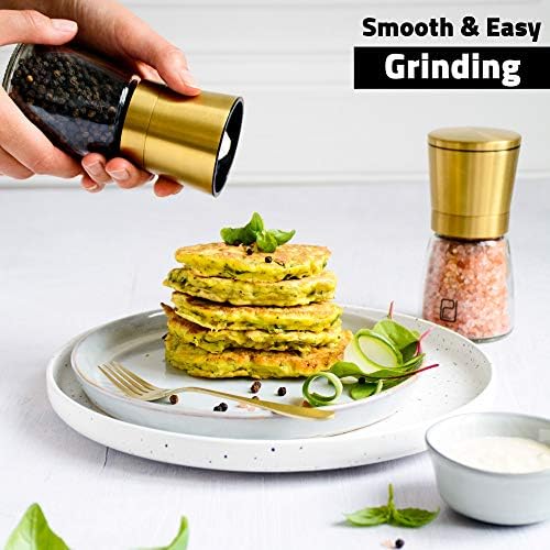 Golden Salt and Pepper Shucker Set with adjustable coarseness